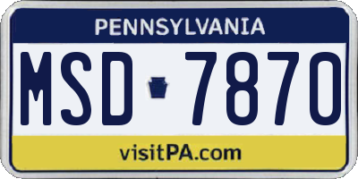 PA license plate MSD7870