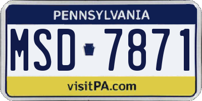 PA license plate MSD7871