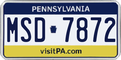PA license plate MSD7872