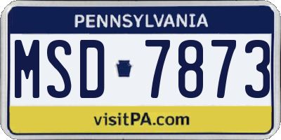 PA license plate MSD7873