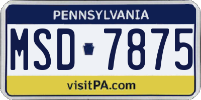PA license plate MSD7875