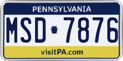 PA license plate MSD7876