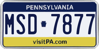 PA license plate MSD7877