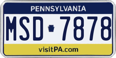 PA license plate MSD7878