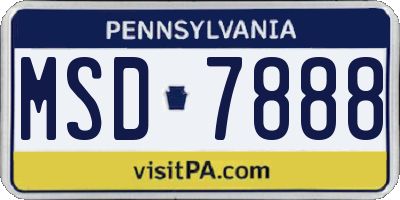 PA license plate MSD7888