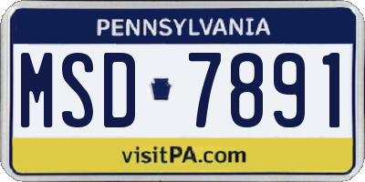PA license plate MSD7891