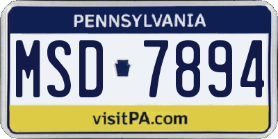 PA license plate MSD7894