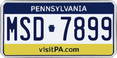 PA license plate MSD7899
