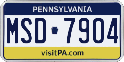 PA license plate MSD7904