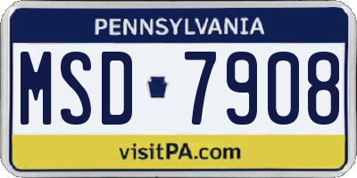 PA license plate MSD7908