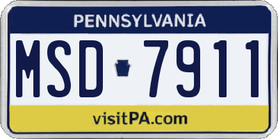 PA license plate MSD7911