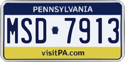 PA license plate MSD7913