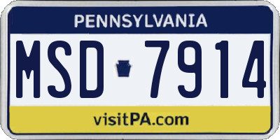 PA license plate MSD7914
