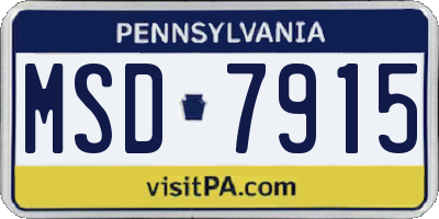 PA license plate MSD7915