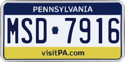 PA license plate MSD7916