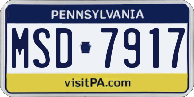 PA license plate MSD7917