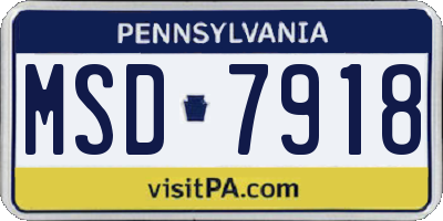 PA license plate MSD7918