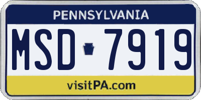 PA license plate MSD7919