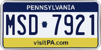 PA license plate MSD7921