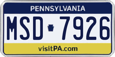 PA license plate MSD7926