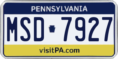PA license plate MSD7927
