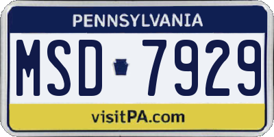 PA license plate MSD7929