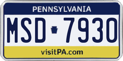 PA license plate MSD7930