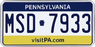 PA license plate MSD7933