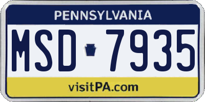 PA license plate MSD7935