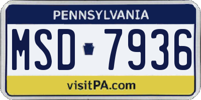 PA license plate MSD7936