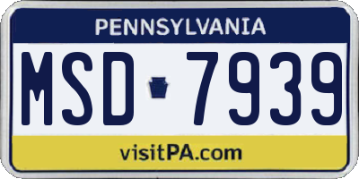 PA license plate MSD7939