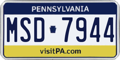 PA license plate MSD7944