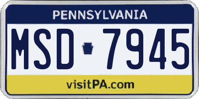 PA license plate MSD7945