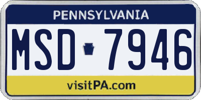 PA license plate MSD7946
