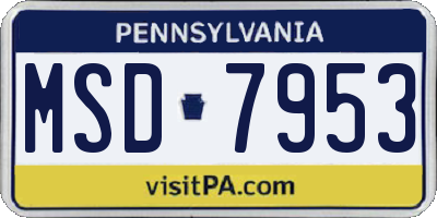 PA license plate MSD7953