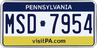 PA license plate MSD7954