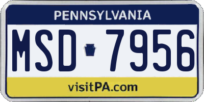 PA license plate MSD7956