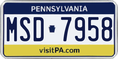 PA license plate MSD7958