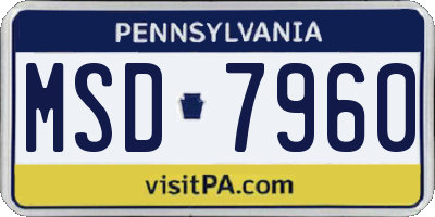 PA license plate MSD7960