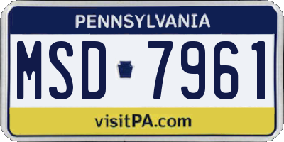 PA license plate MSD7961