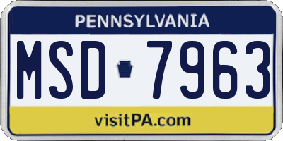 PA license plate MSD7963