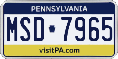 PA license plate MSD7965