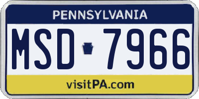 PA license plate MSD7966