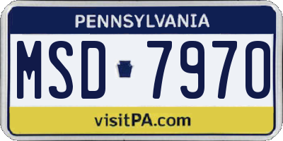 PA license plate MSD7970