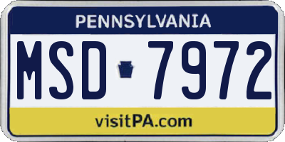PA license plate MSD7972