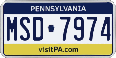 PA license plate MSD7974
