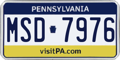 PA license plate MSD7976