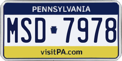 PA license plate MSD7978