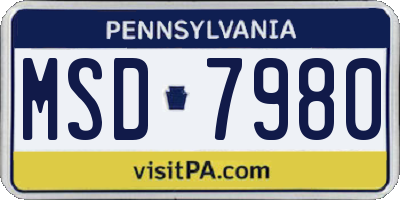 PA license plate MSD7980