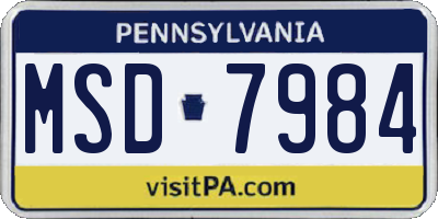 PA license plate MSD7984